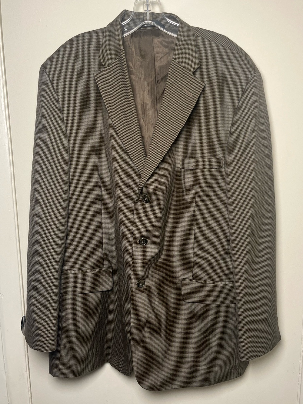 Haggar Collections Men's Wool Blend Brown and Black Blazer 3 Button Sport Coat
